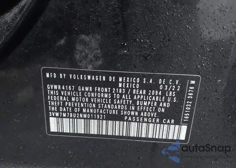 2022 Volkswagen Jetta 1.5T Se z USA, uszkodzony, nr VIN 3VW7M7BU2NM011921